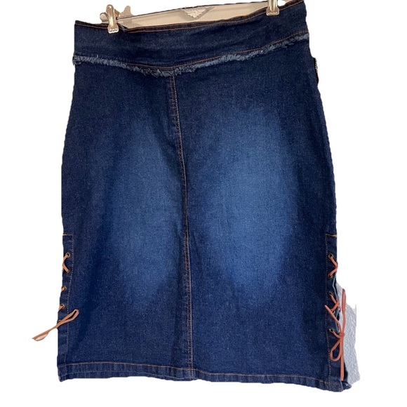 Women’s Vintage Y2k Starwear Jeans Denim Stretch Lace Up Knee Skirt - Picture 1 of 5